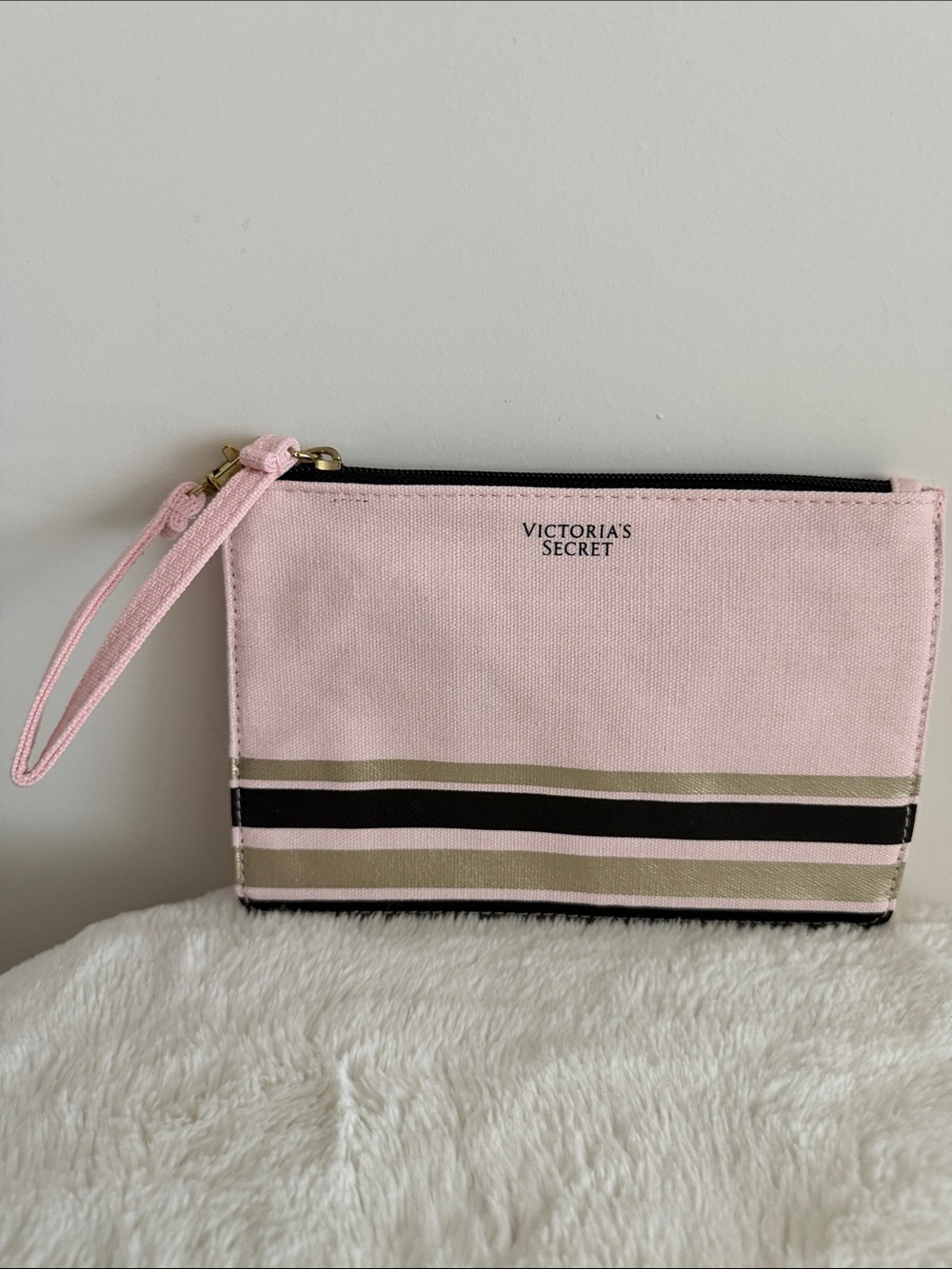 Victoria's Secret Pink Canvas Stripe Wristlet
